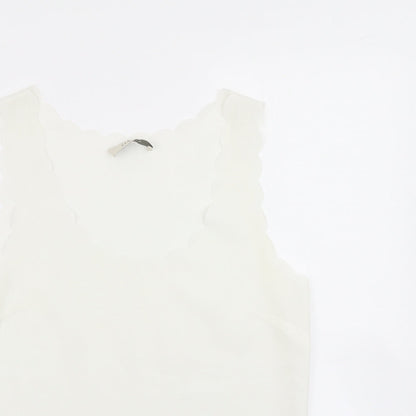 OPasis Womens Ivory   Basic Blouse Size 10  - Scalloped hem