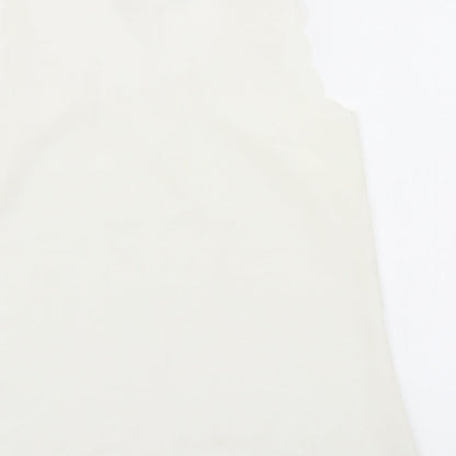 OPasis Womens Ivory   Basic Blouse Size 10  - Scalloped hem
