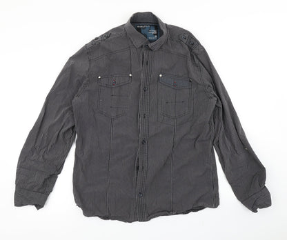 Next Mens Black Striped   Button-Up Size M