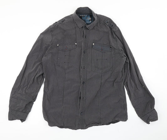 NEXT Mens Black Striped   Button-Up Size M