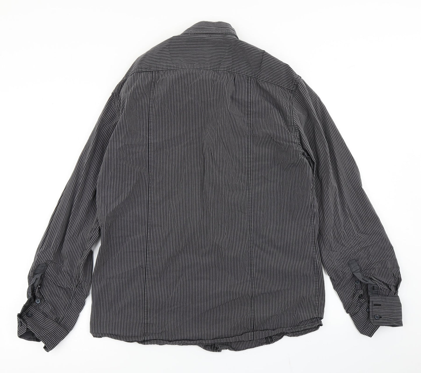 NEXT Mens Black Striped   Button-Up Size M