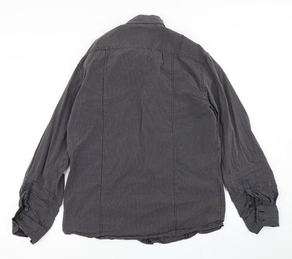 Next Mens Black Striped   Button-Up Size M