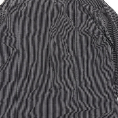 Next Mens Black Striped   Button-Up Size M