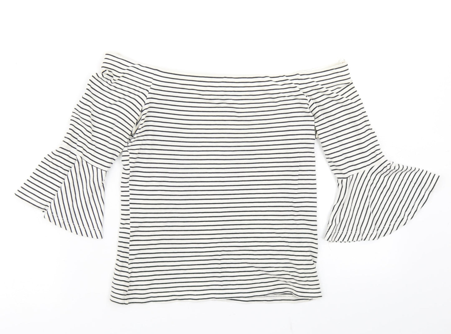 Topshop Womens Blue Striped  Basic T-Shirt Size 8