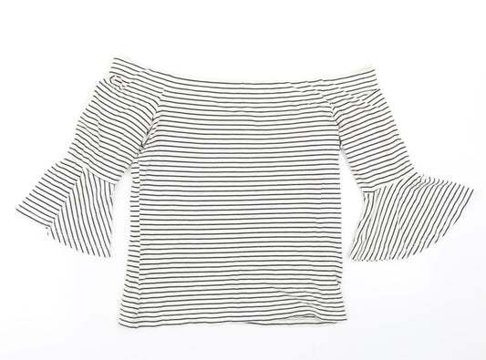 Topshop Womens Blue Striped  Basic T-Shirt Size 8