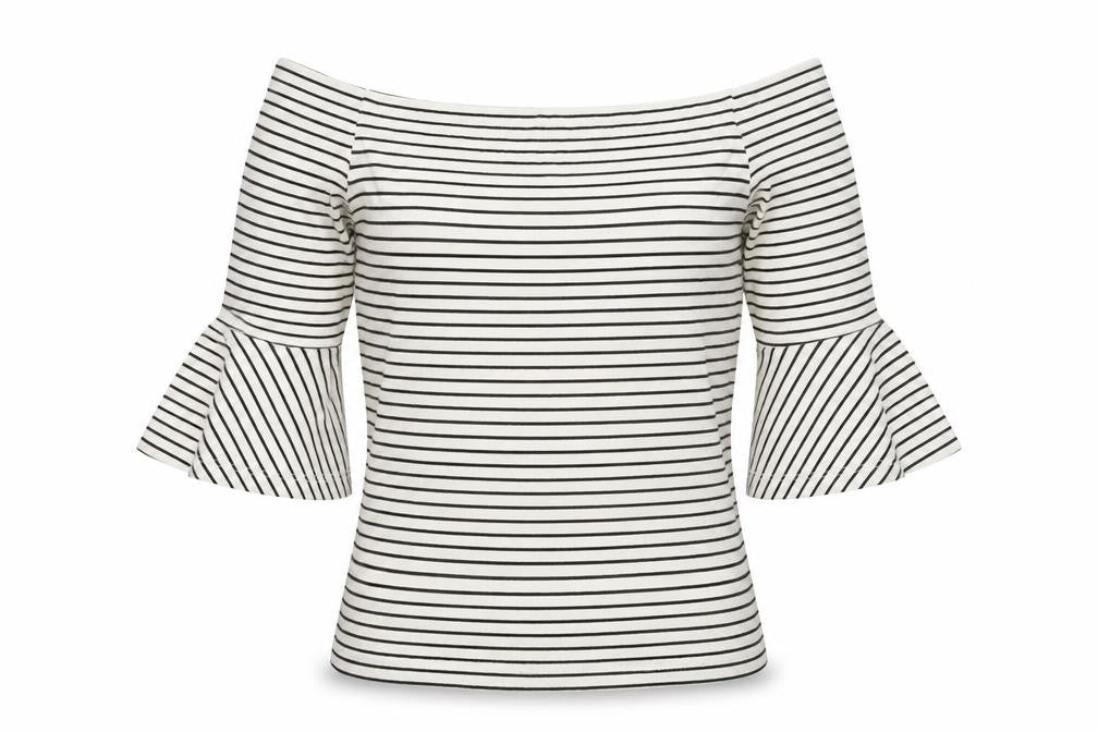 Topshop Womens Blue Striped  Basic T-Shirt Size 8