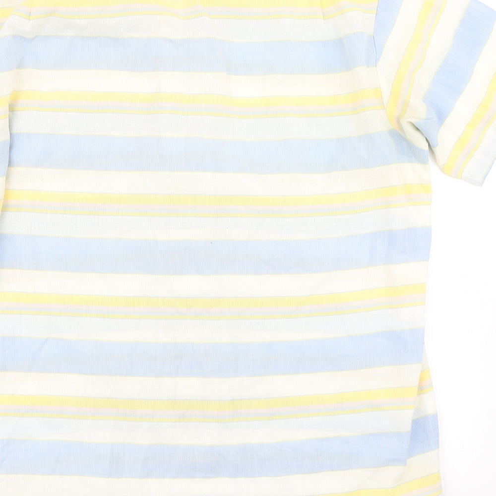 Allen Jolly Womens Blue Striped  Basic Button-Up Size L