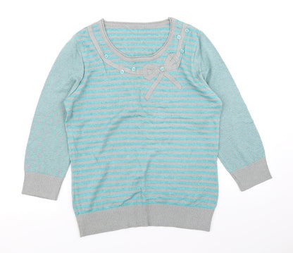 Per Una Womens Black Striped Knit Pullover Jumper Size 12