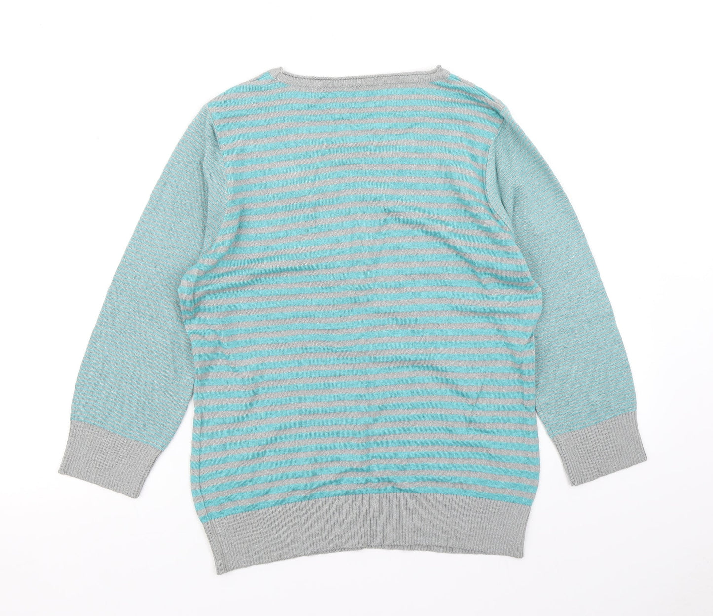 Per Una Womens Black Striped Knit Pullover Jumper Size 12