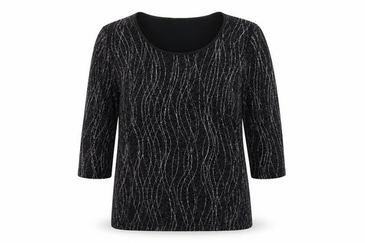 M&Co Womens Black Striped  Basic T-Shirt Size 16