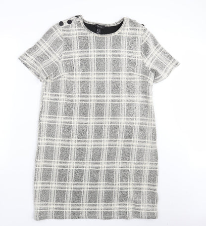 New Look Womens White Check  A-Line  Size 14