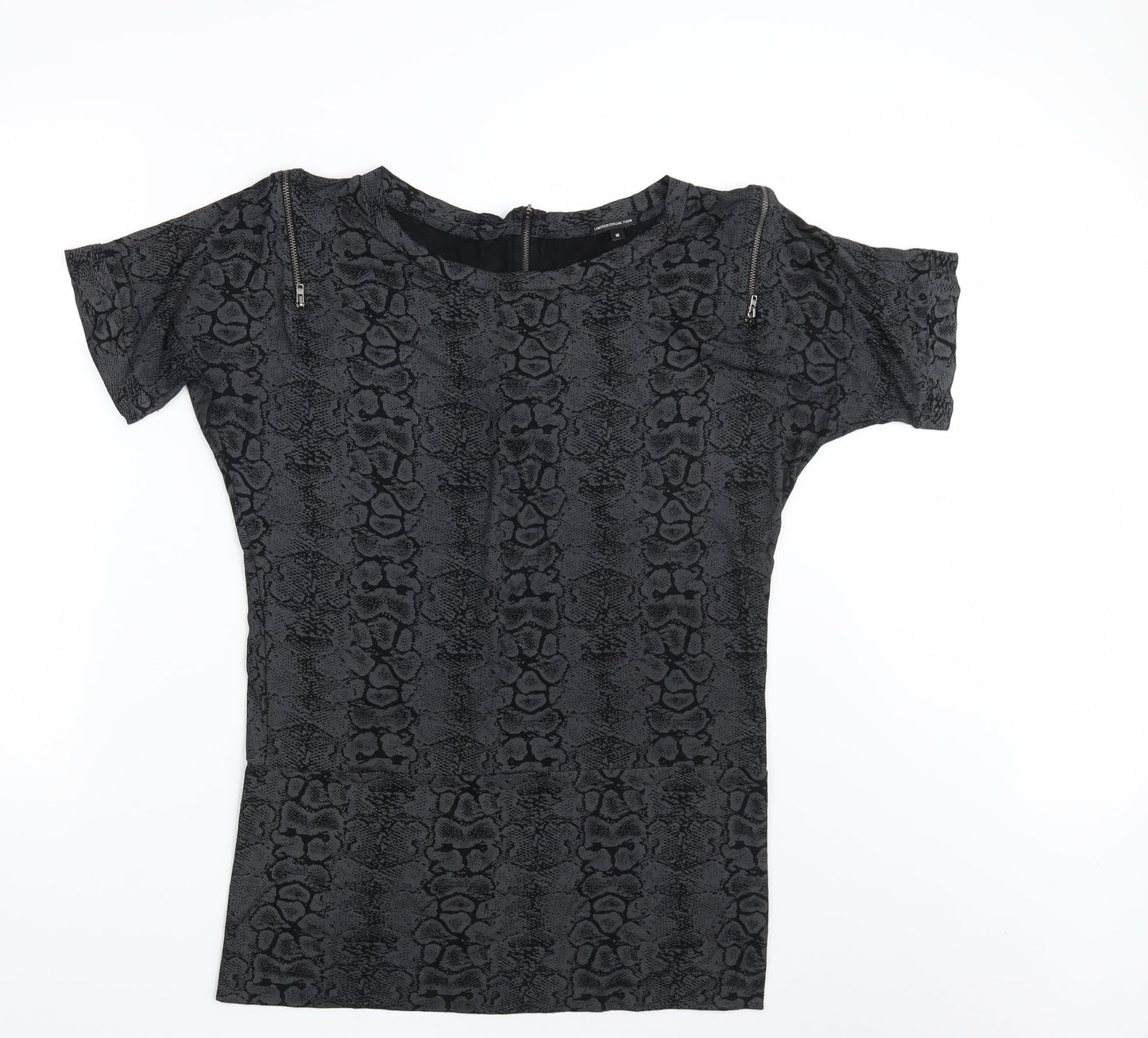 Limited Collection Womens Black Animal Print  T-Shirt Dress  Size 10