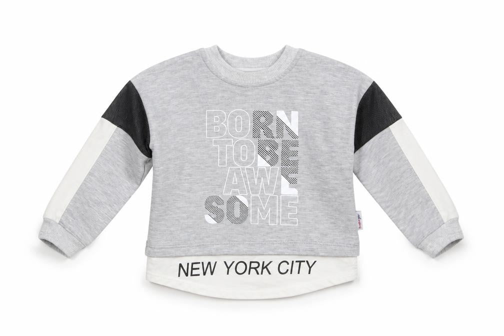 Baby Go Boys Grey Striped  Basic T-Shirt One Size