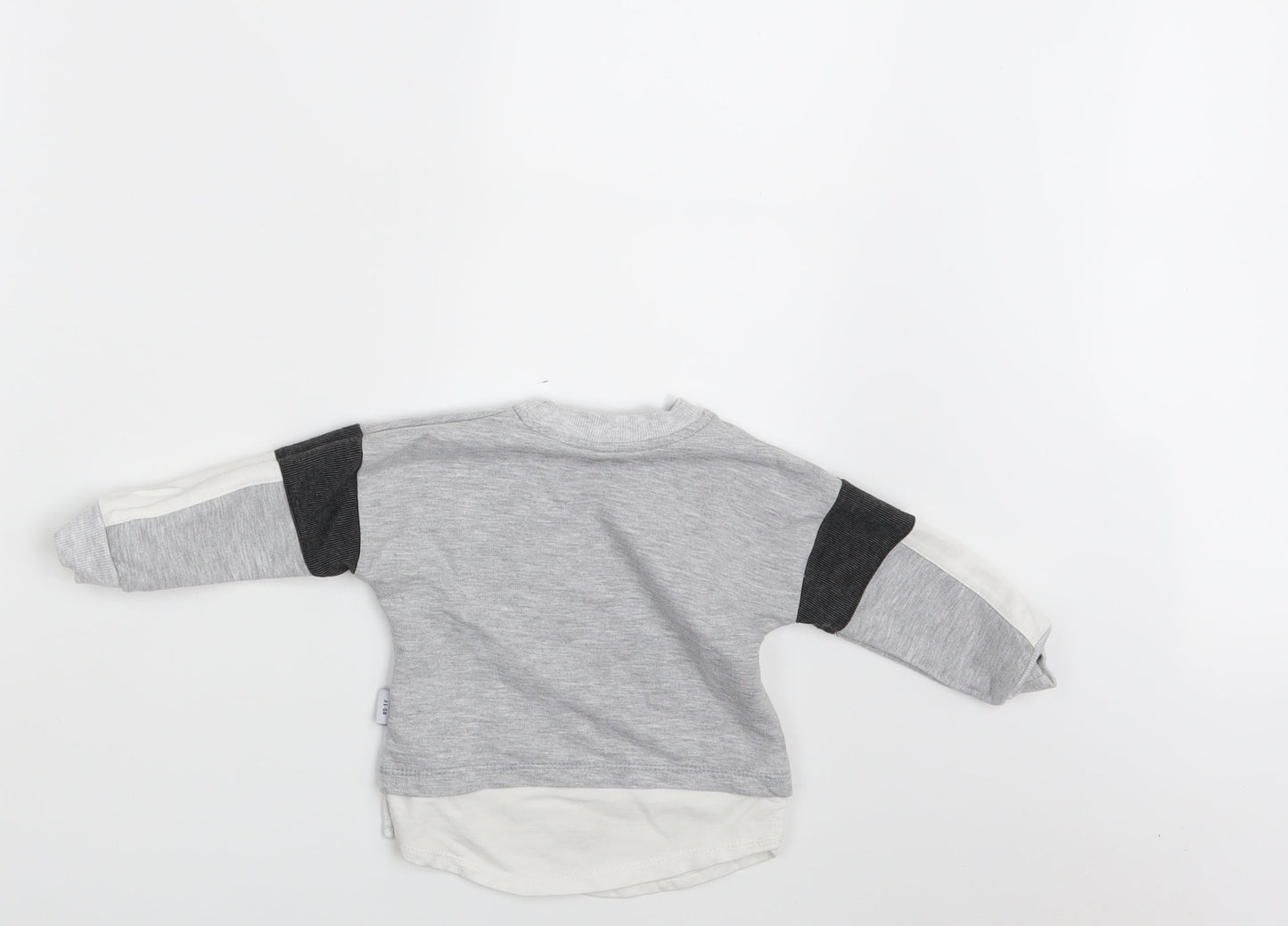Baby Go Boys Grey Striped  Basic T-Shirt One Size