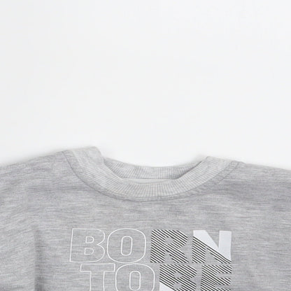 Baby Go Boys Grey Striped  Basic T-Shirt One Size