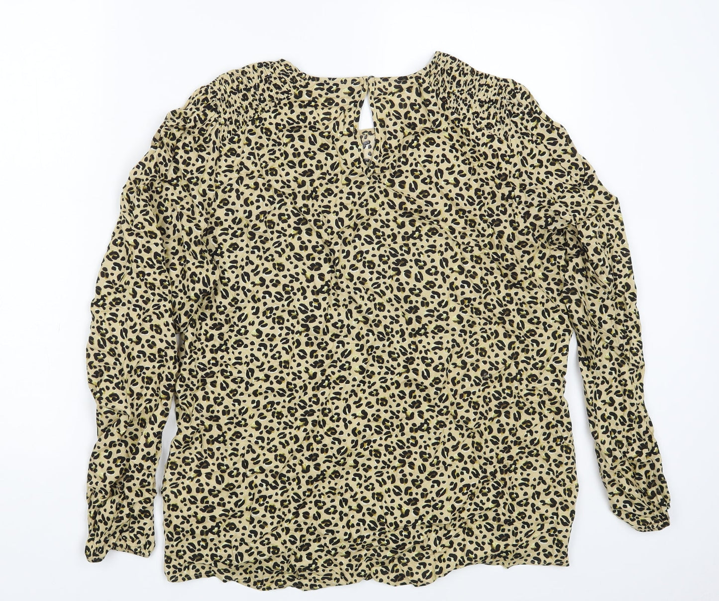Yessica Womens Yellow Animal Print  Basic Blouse Size 14