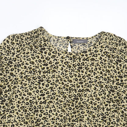 Yessica Womens Yellow Animal Print  Basic Blouse Size 14