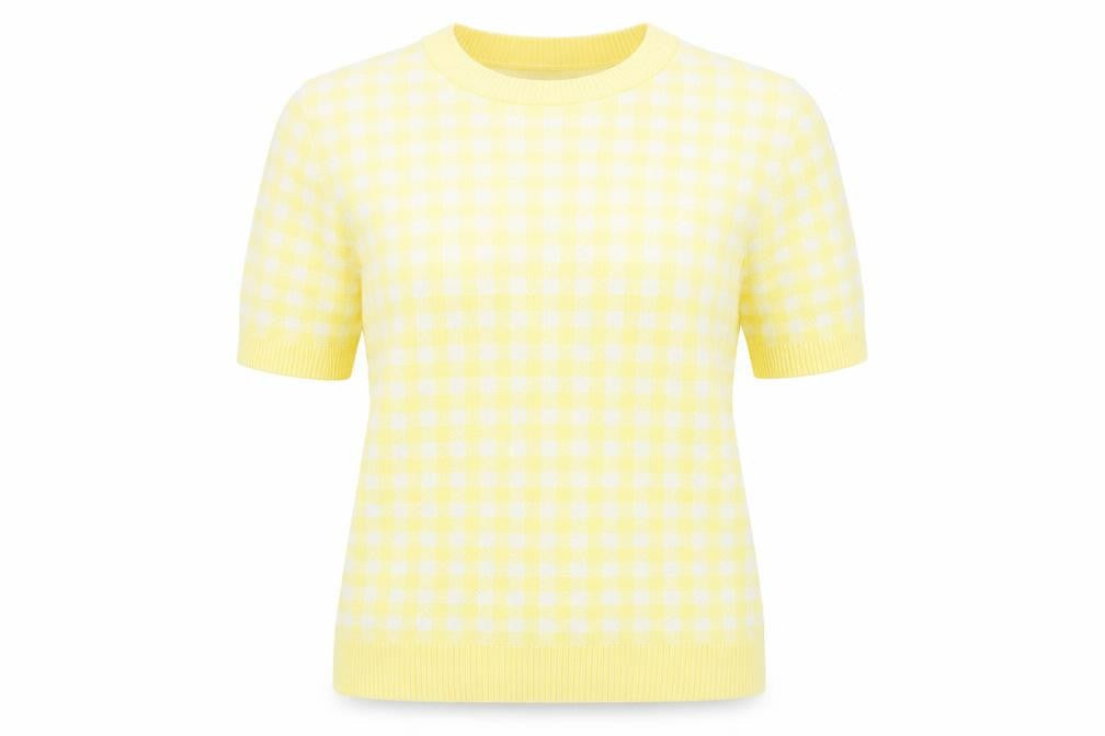 Marks & Spencer Womens Yellow Geometric Knit Pullover Jumper Size 10