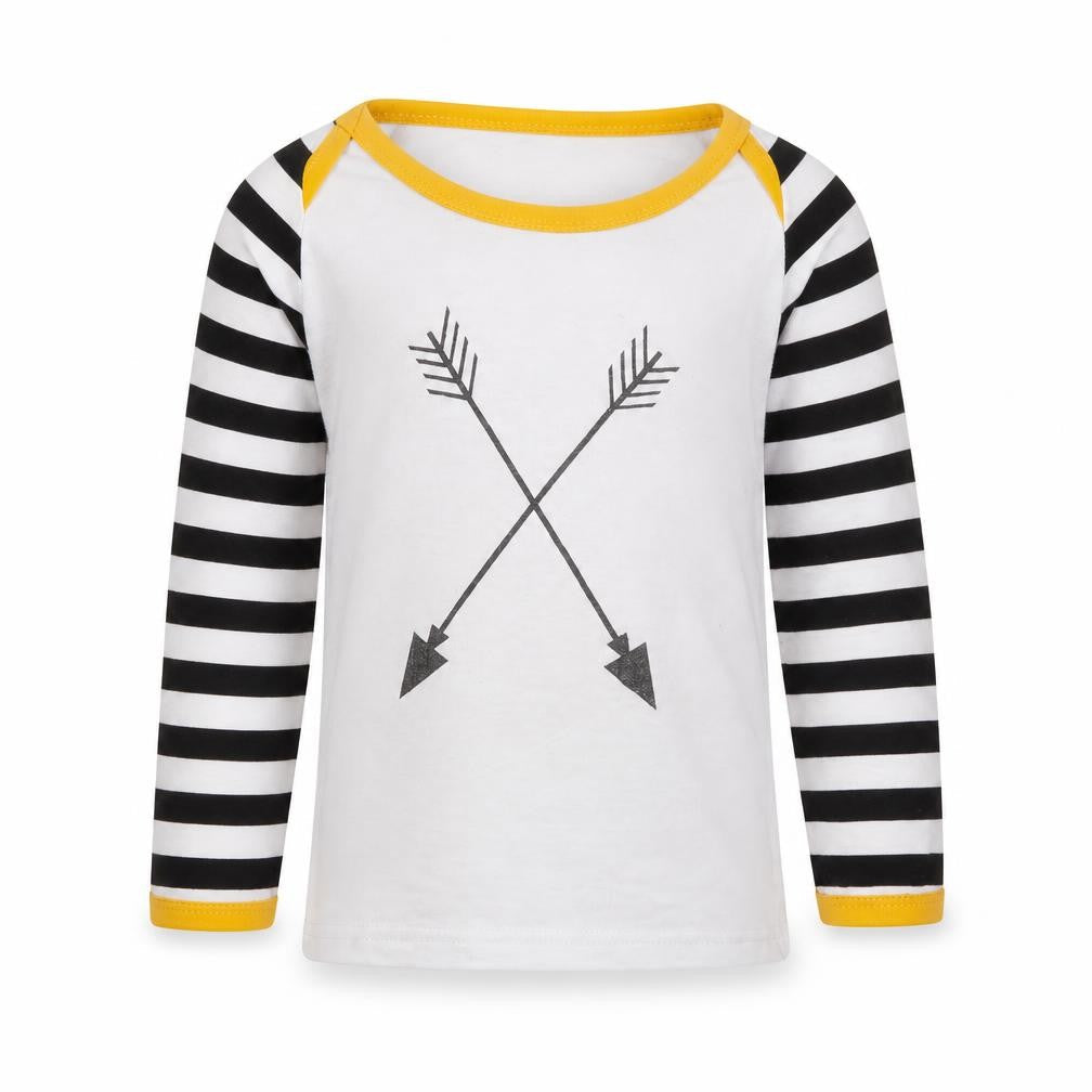 Preworn Girls White Striped  Basic T-Shirt Size 4 Years