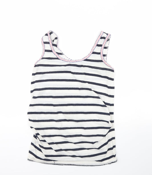 New Look Womens White Striped  Basic Tank Size 10