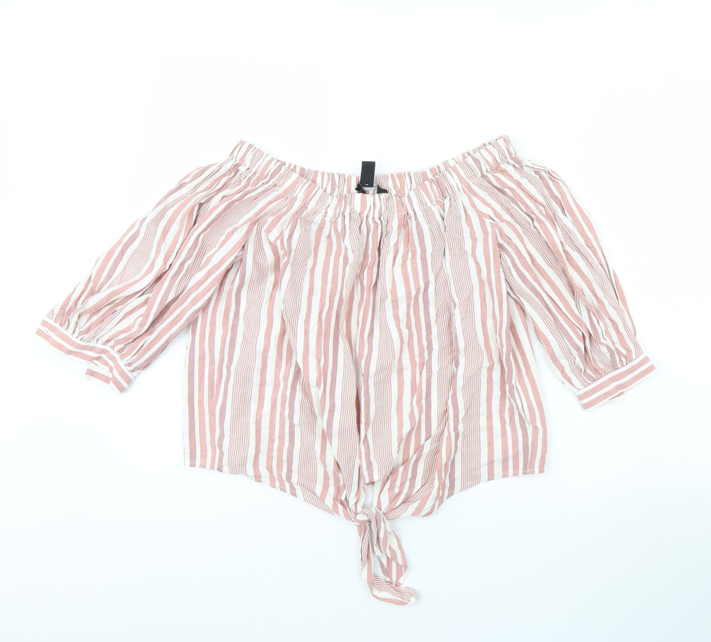 New Look Womens Pink Striped  Basic Blouse Size 8