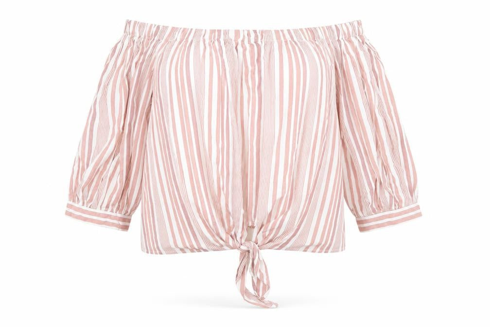 New Look Womens Pink Striped  Basic Blouse Size 8
