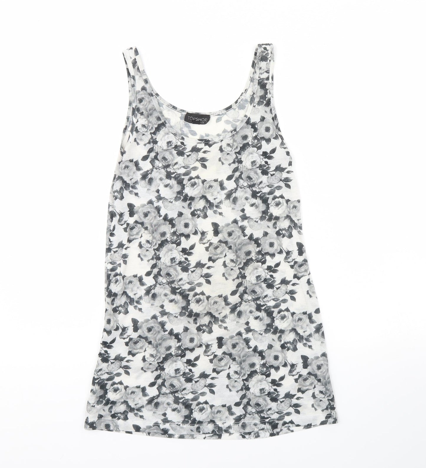Topshop Womens Grey Floral  Basic Tank Size 10