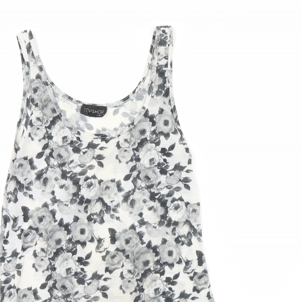 Topshop Womens Grey Floral  Basic Tank Size 10