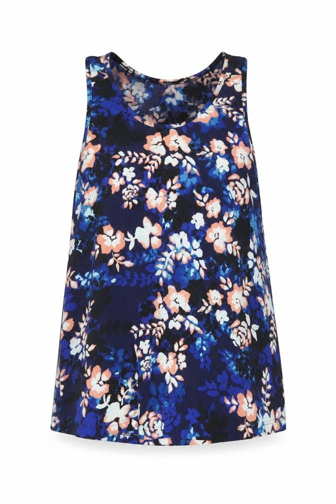 Atmosphere Womens Blue Floral  Basic Tank Size 6
