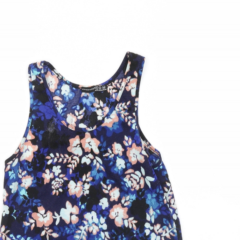Atmosphere Womens Blue Floral  Basic Tank Size 6