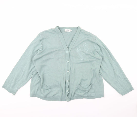 Cae Womens Green   Cardigan Jumper Size XL