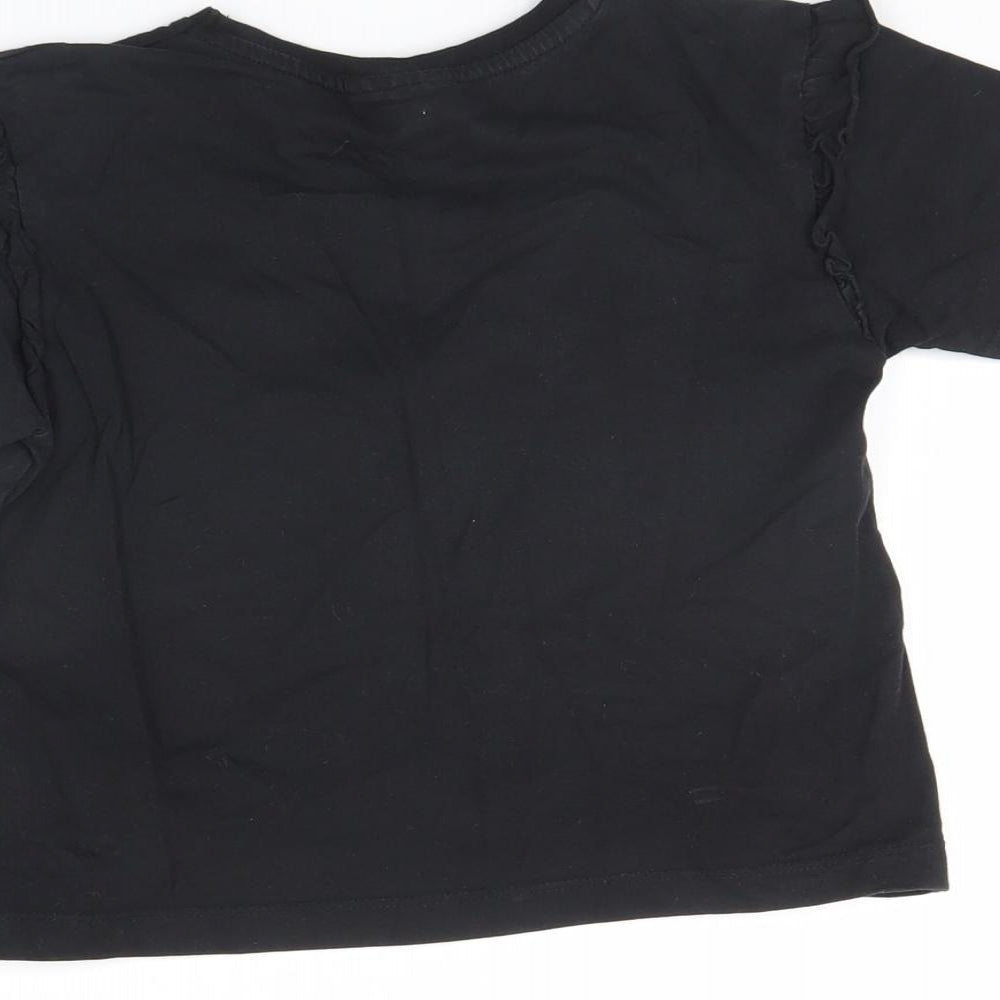 Preworn Girls Black   Camisole T-Shirt Size 7 Years  - Unicorns