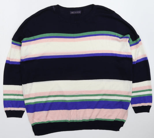 Marks and Spencer Womens Multicoloured Striped Knit Pullover Jumper Size XL