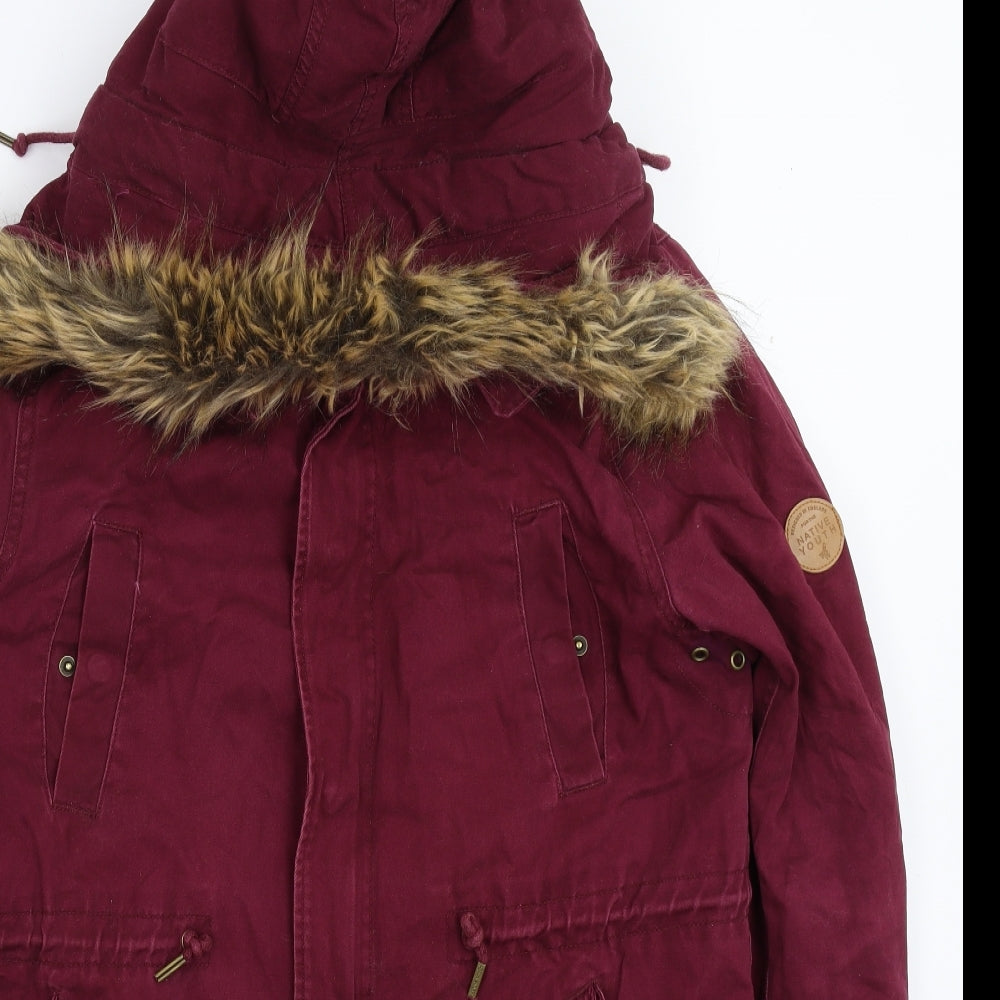 Native Youth Womens Purple   Parka Coat Size L