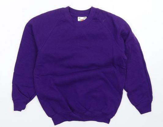 Fruit of the Loom Boys Purple   Pullover Sweatshirt Size 7-8 Years