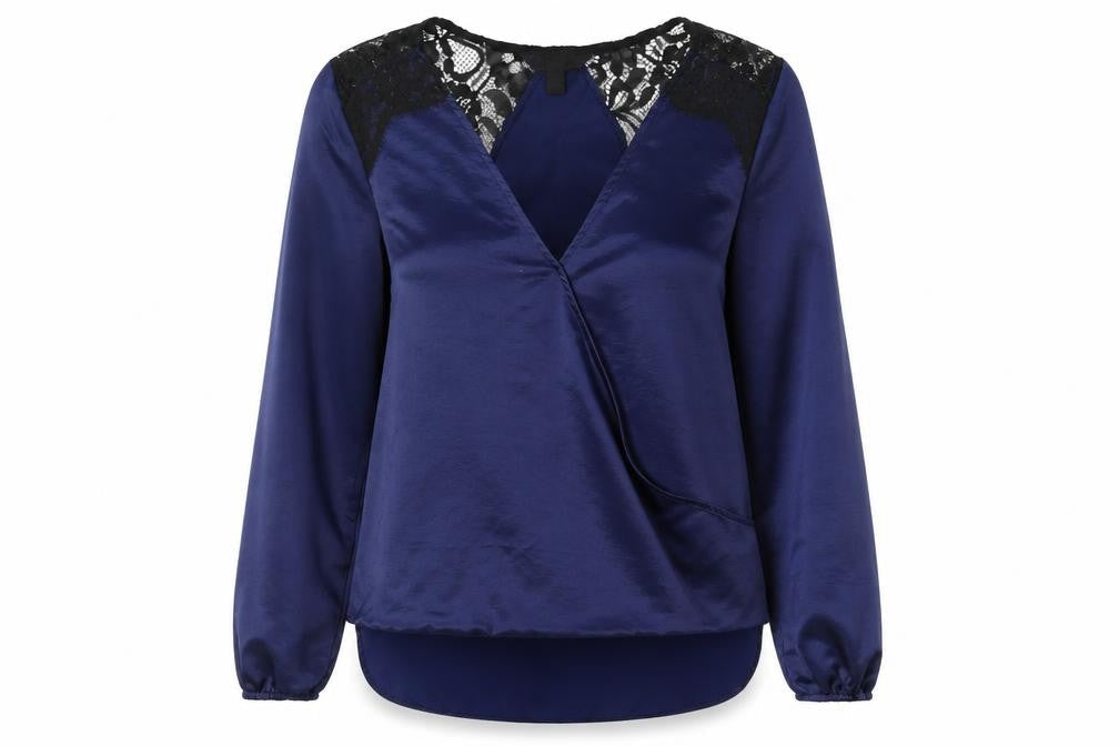 Lipsy Womens Blue  Satin Basic Blouse Size 8