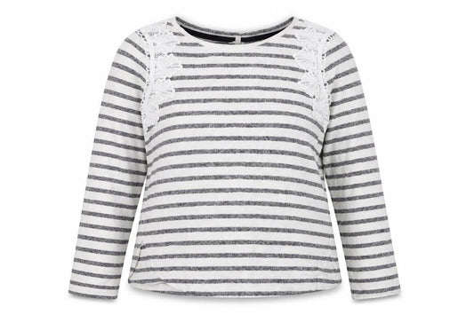 Matalan Womens White Striped Jersey Pullover Sweatshirt Size 10