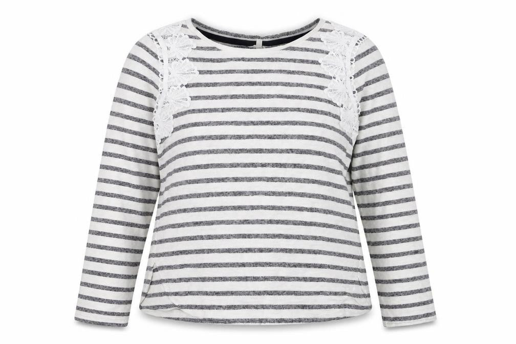 Matalan Womens White Striped Jersey Pullover Sweatshirt Size 10