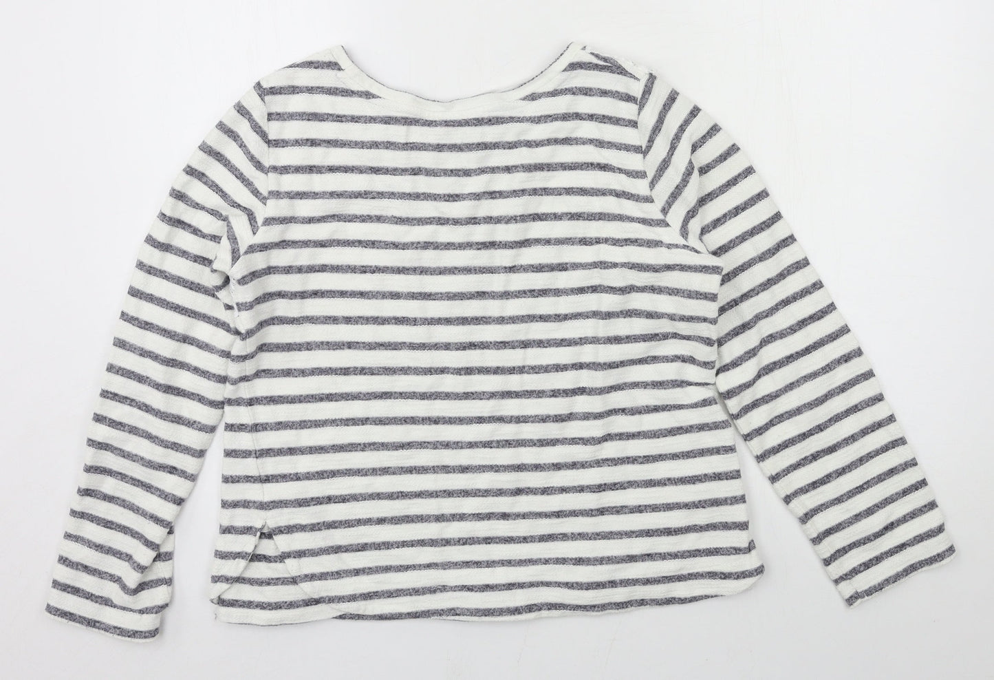 Matalan Womens White Striped Jersey Pullover Sweatshirt Size 10