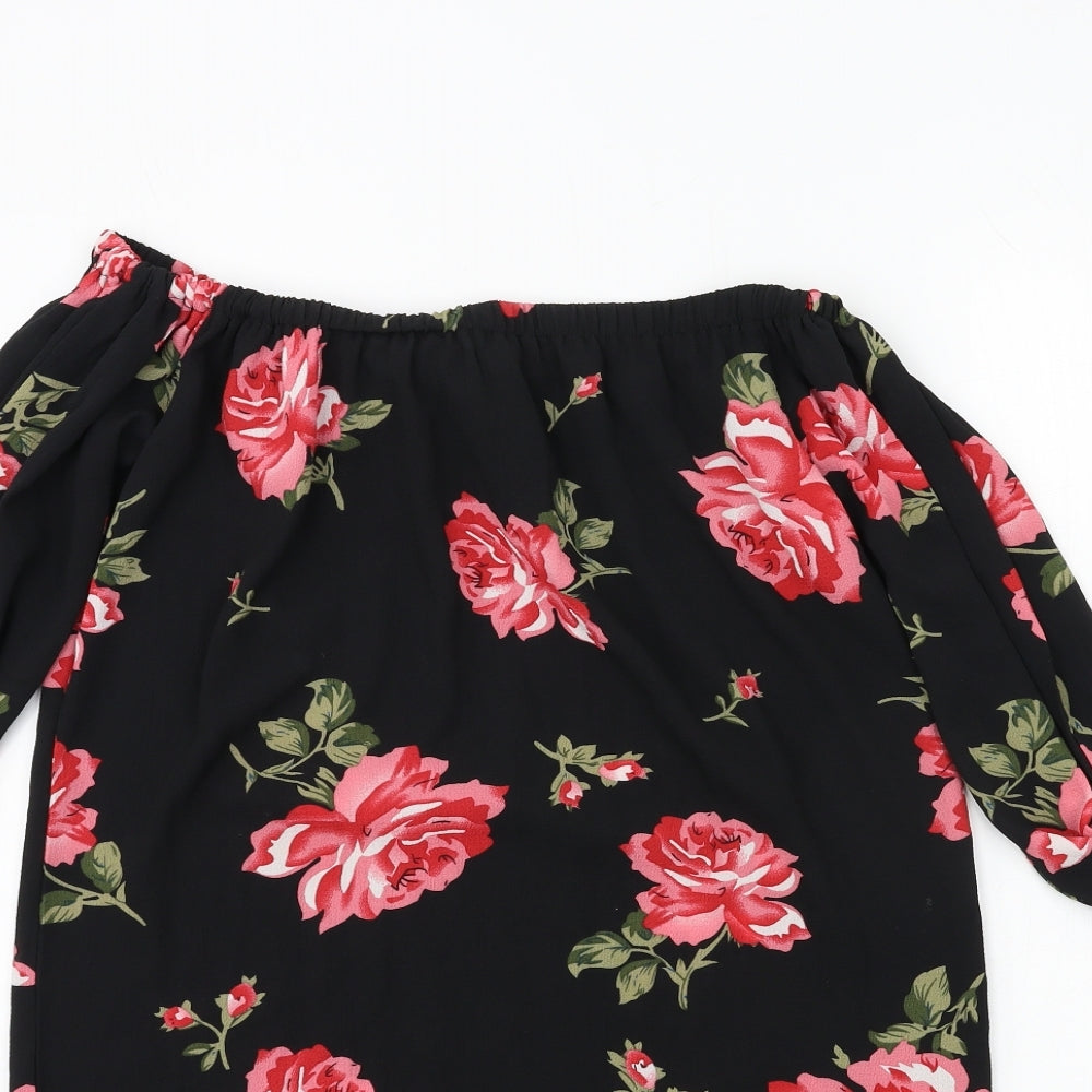 Cameo Rose Womens Black Floral  A-Line  Size 10