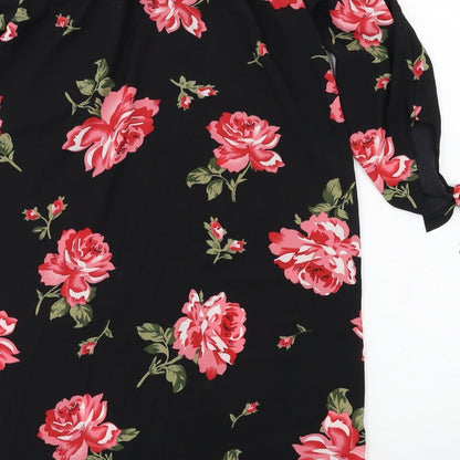 Cameo Rose Womens Black Floral A-Line Size 10