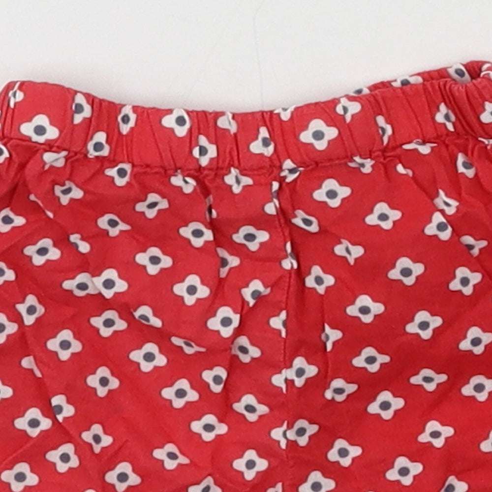Preworn Girls Red Floral  Cropped Trousers Size 6-9 Months