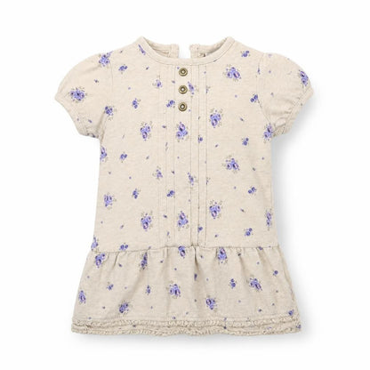 F&F Girls Beige Floral Jersey T-Shirt Dress  Size 3-6 Months