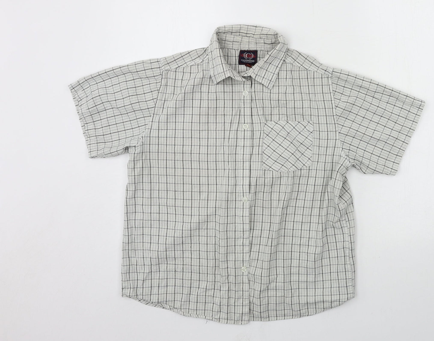 Cambridge Classics Mens Grey Plaid   Button-Up Size L
