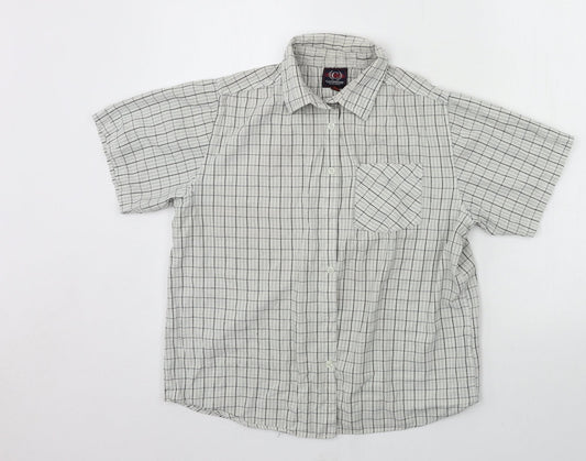 Cambridge Classics Mens Grey Plaid   Button-Up Size L