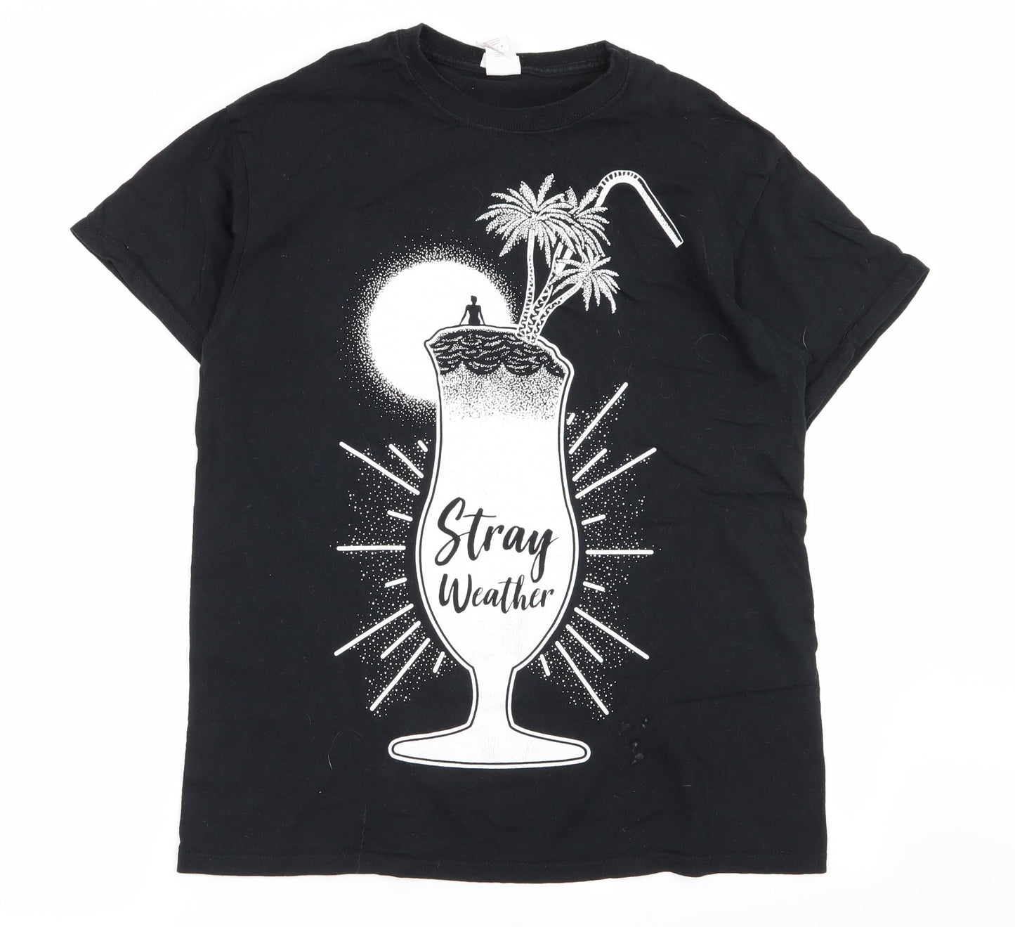 Gildan Womens Black Geometric  Basic T-Shirt Size M