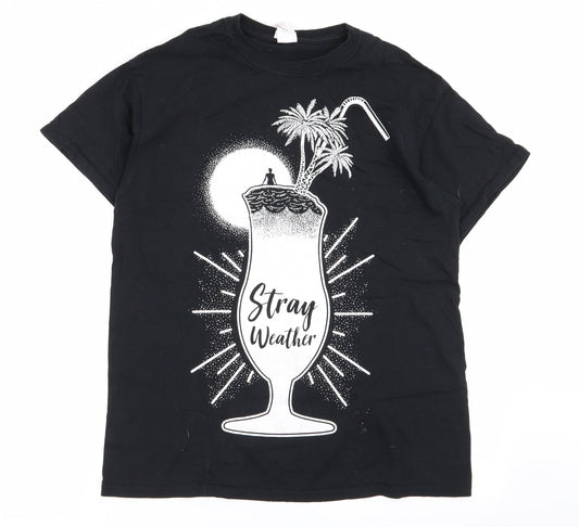Gildan Womens Black Geometric  Basic T-Shirt Size M