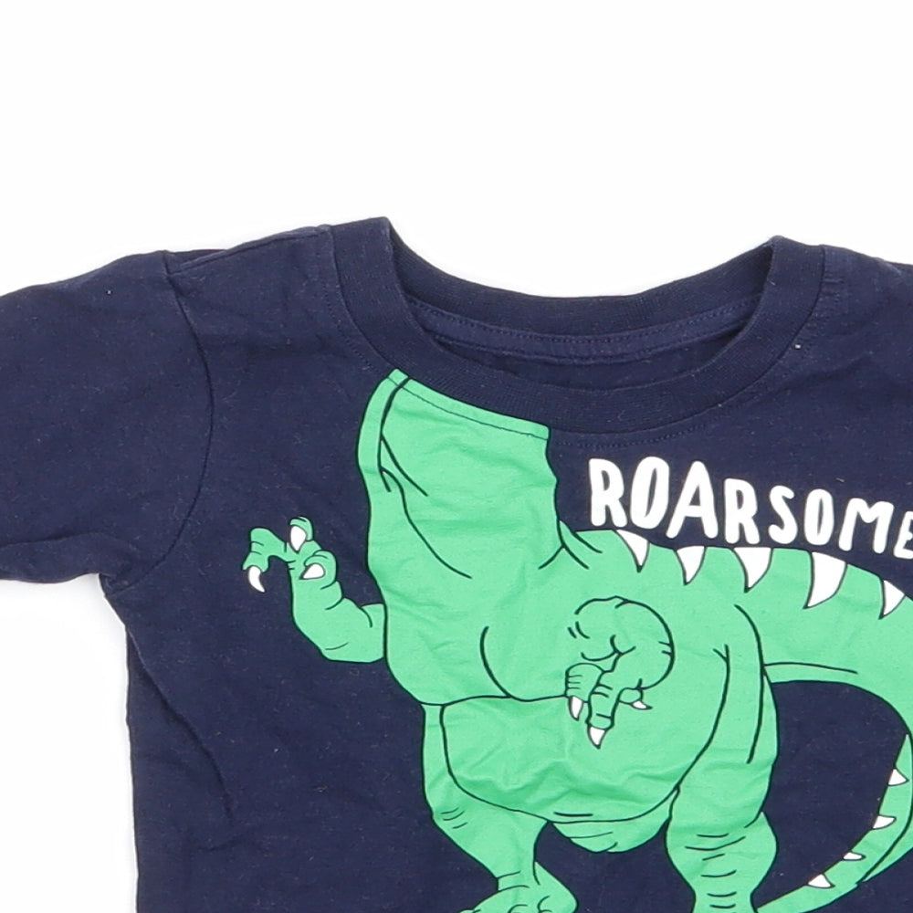 Primark Boys Blue Animal Print  Basic T-Shirt Size 12-18 Months