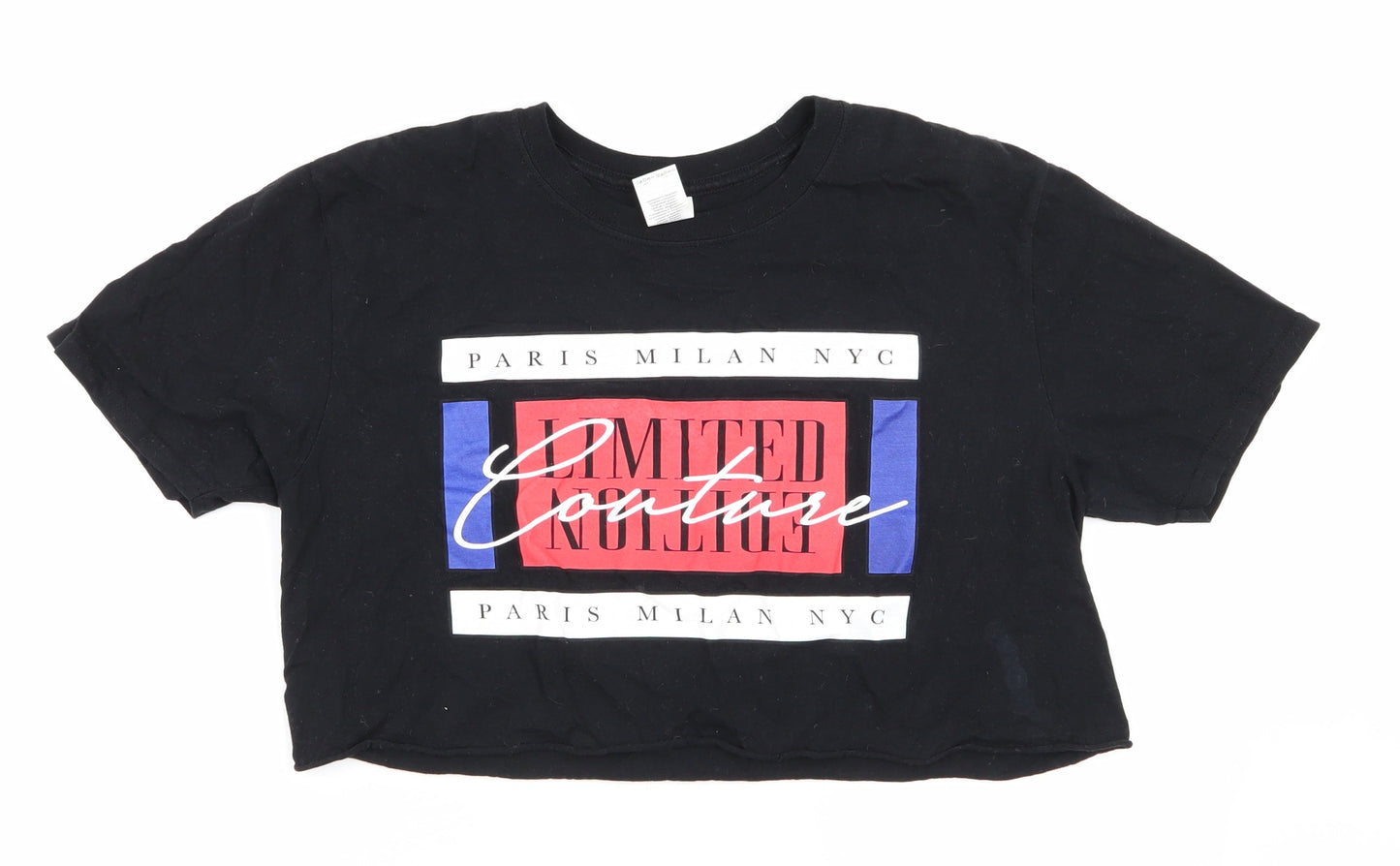 Gildan Womens Black   Basic T-Shirt Size L  - crop