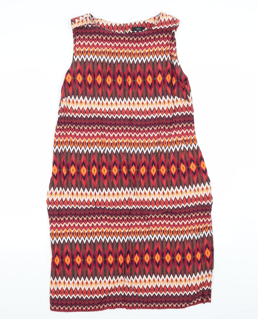 Preworn Womens Red Geometric  Pencil Dress  Size M
